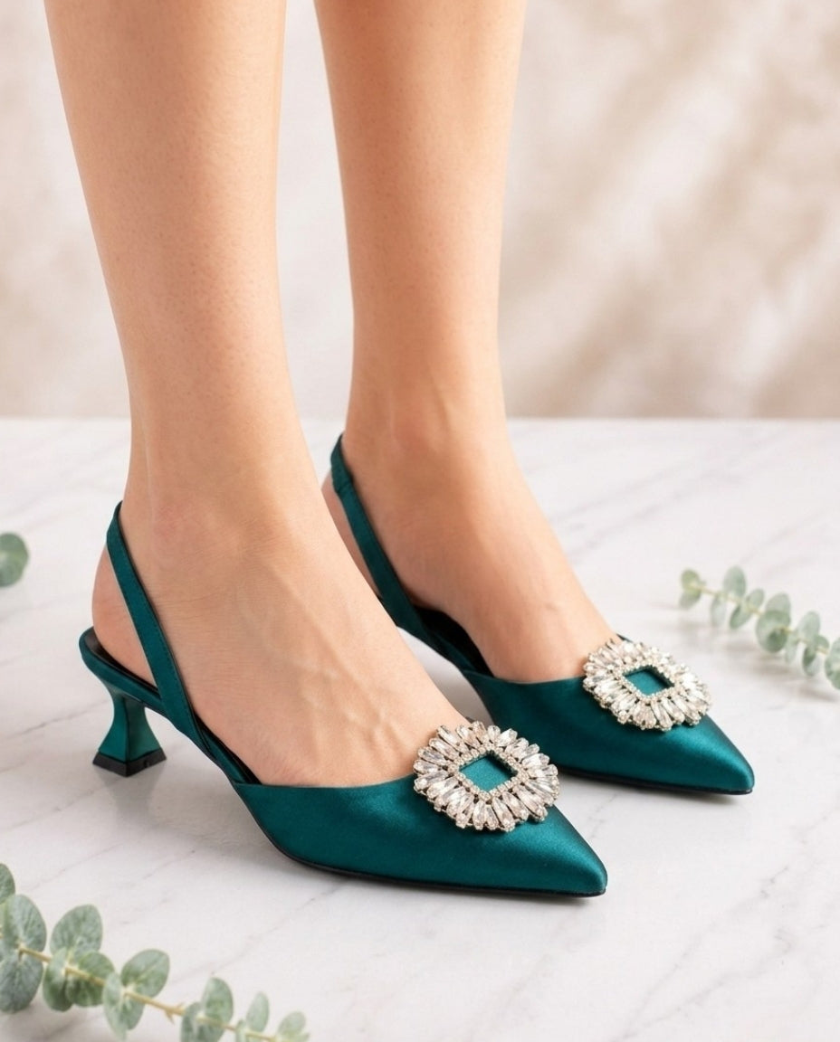 Azmira Crystal Buckle Slingback Heel
