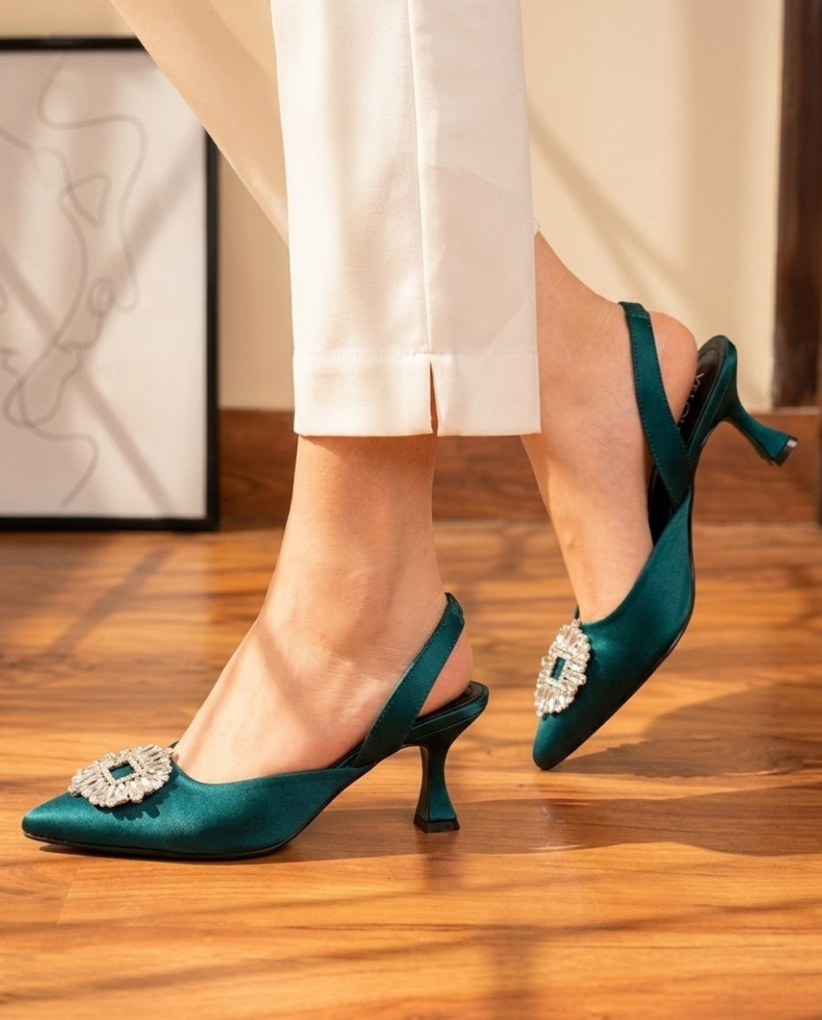 Azmira Crystal Buckle Slingback Heel