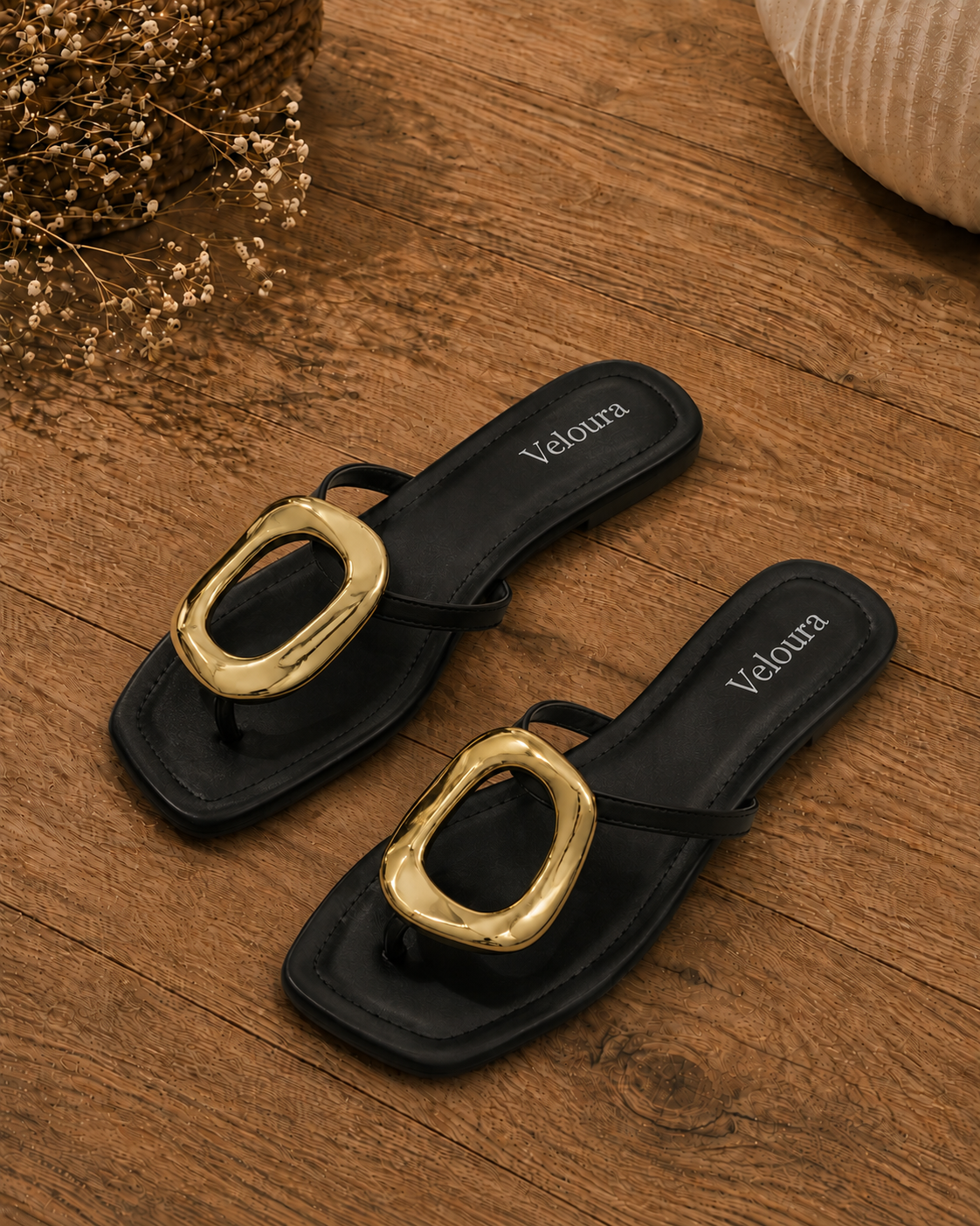 Elara Luxe Buckle Slippers