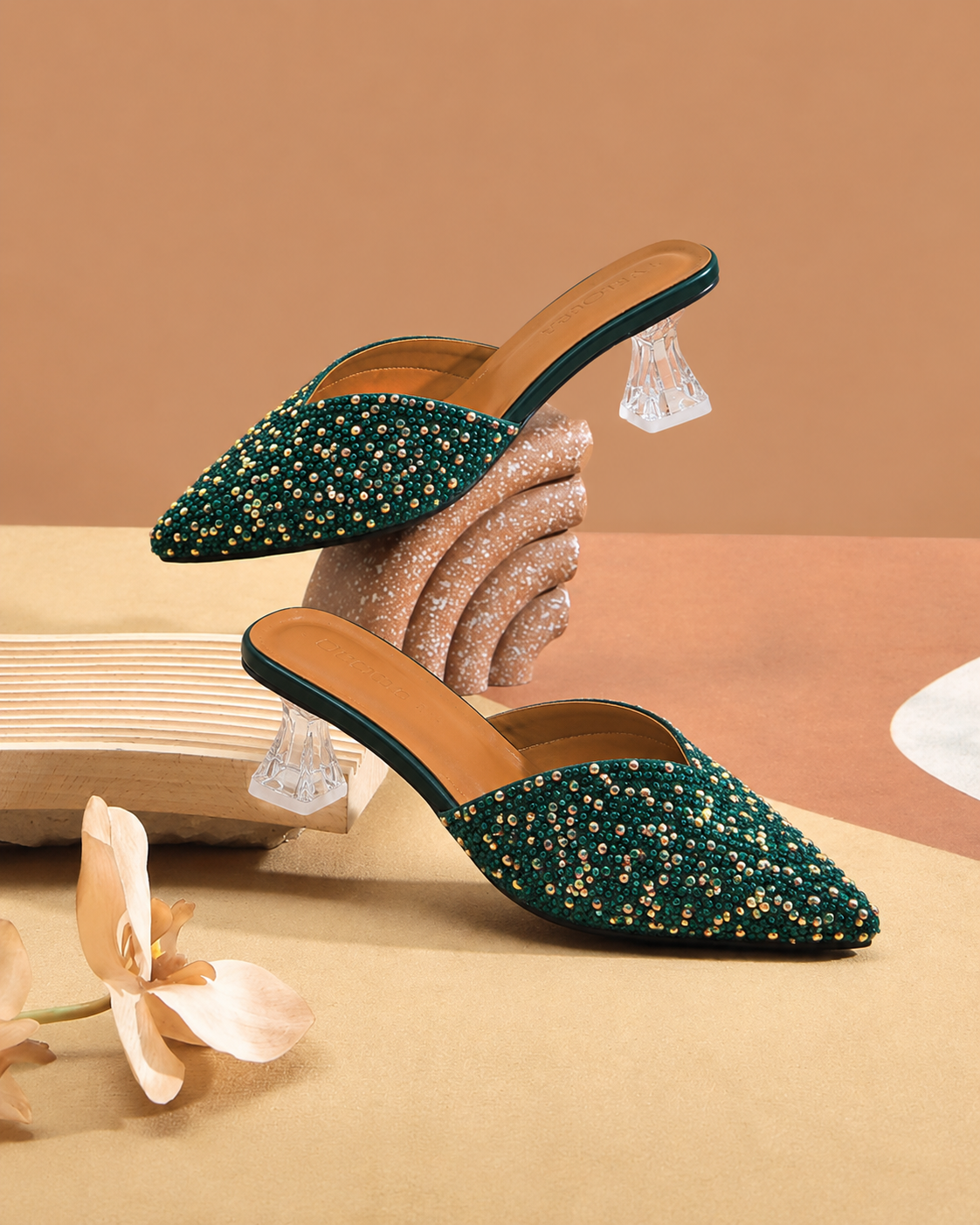 Sapphire Glam Heeled Mules