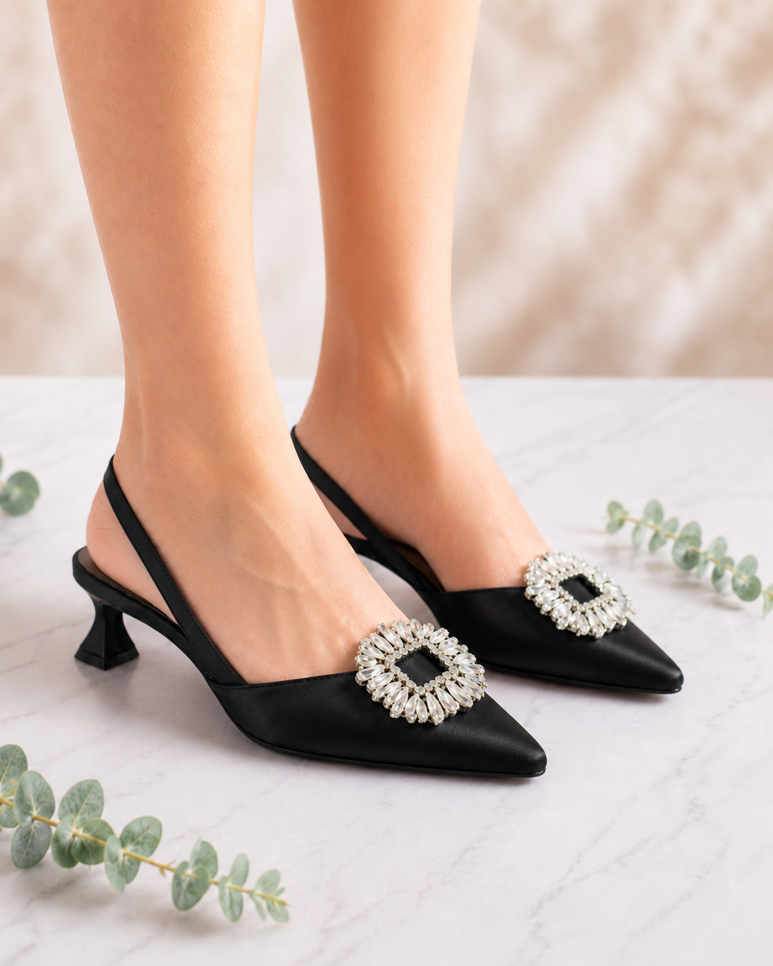 Azmira Crystal Buckle Slingback Heel