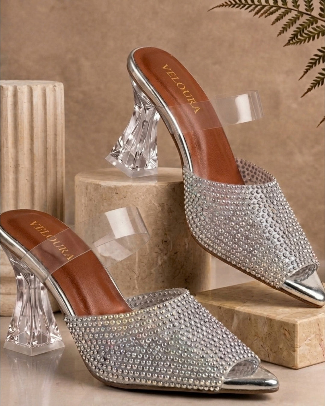 Crystal Peep-Toe Heel